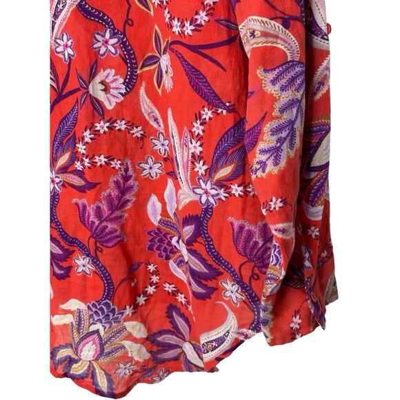 Sundry Womens Paisley Blouse 0(XS)‎ Floral Oversized Hi Low Bohemian Tunic - Picture 9 of 14